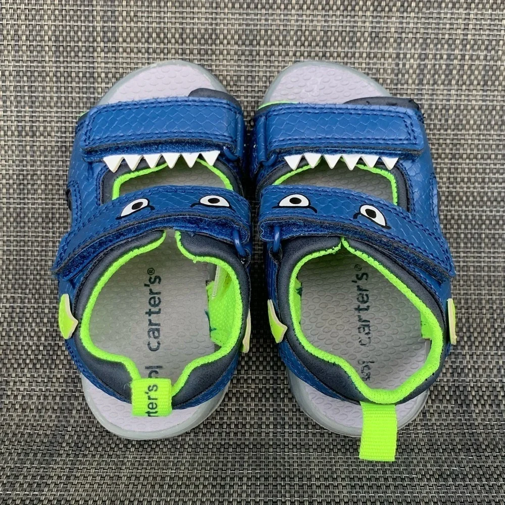 Carter's Cade Monster Blue/Green Light-Up Straps Sandals Shoes Toddler size 5